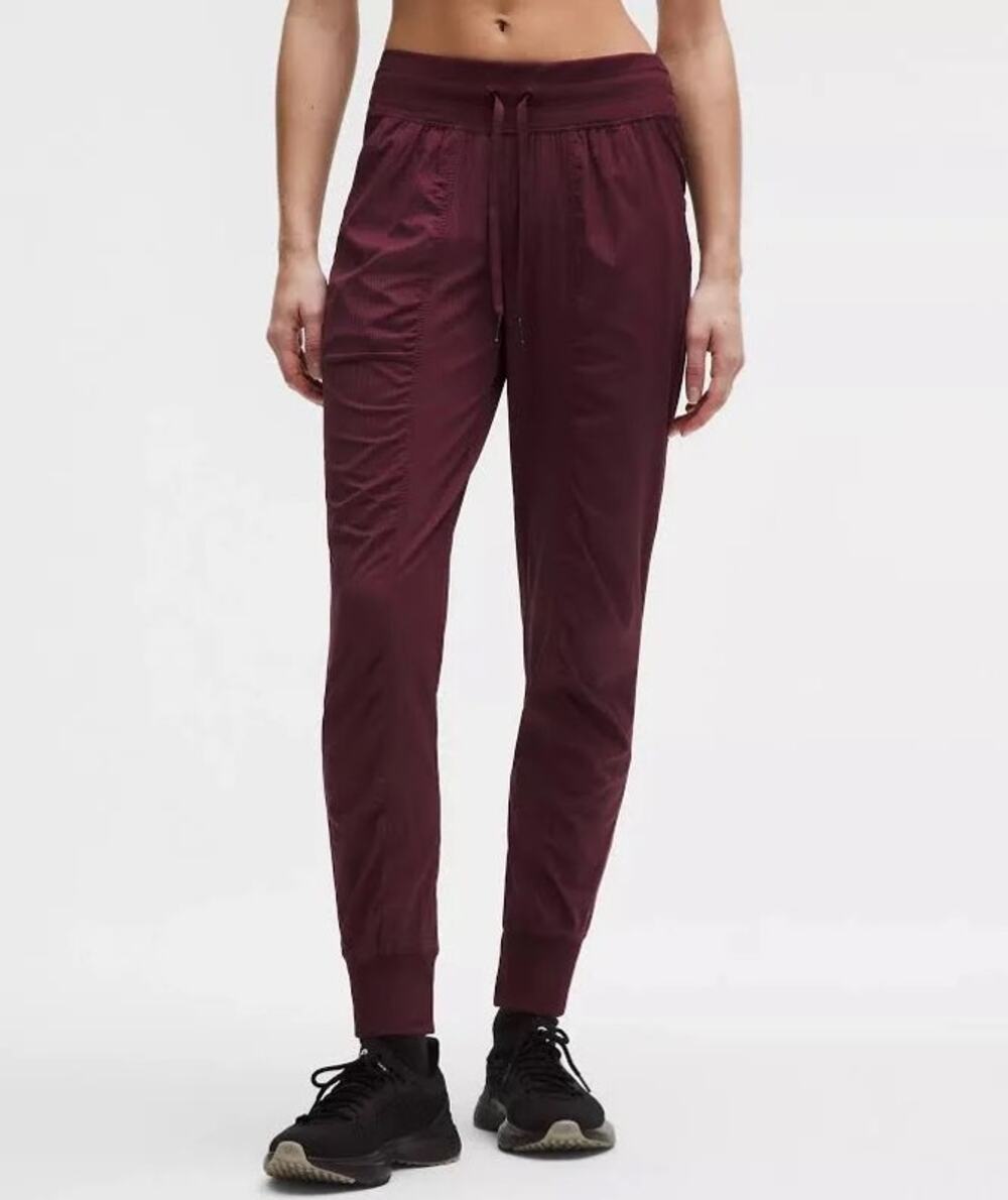 Lululemon Dance Studio Mid-Rise Jogger Full Length Red Merlot Burgundy Tie Waist